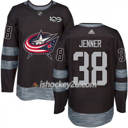 Mænd NHL Blue Jackets Trøje Boone Jenner 38 1917-2017 100th Anniversary Adidas Sort Authentic